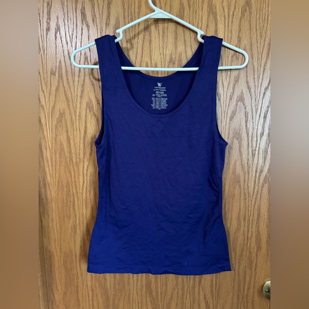 Worthington Blue Fitted Sleeveless Tank Top